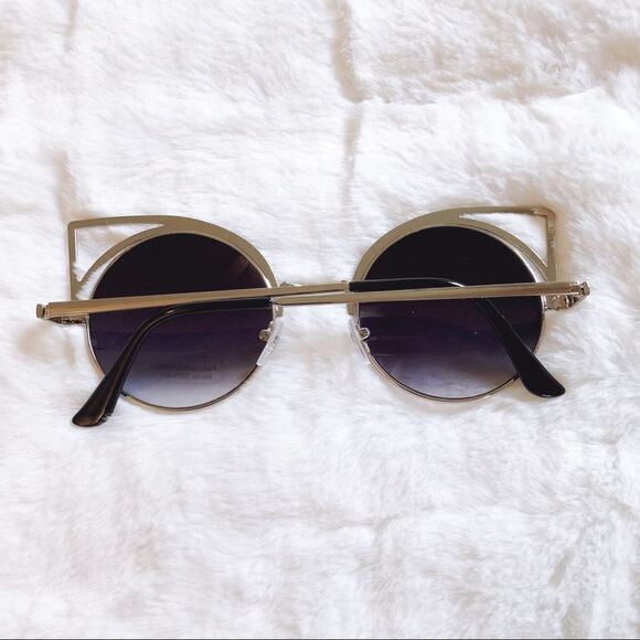 Mia Silver Cat Eye Retro Round Tinted Sunglasses - Picture 10 of 12